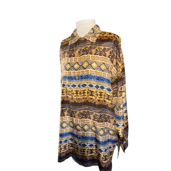 Stunt Collection Button Down Silk Blouse Women Size Medium Vintage - Picture 3 of 10